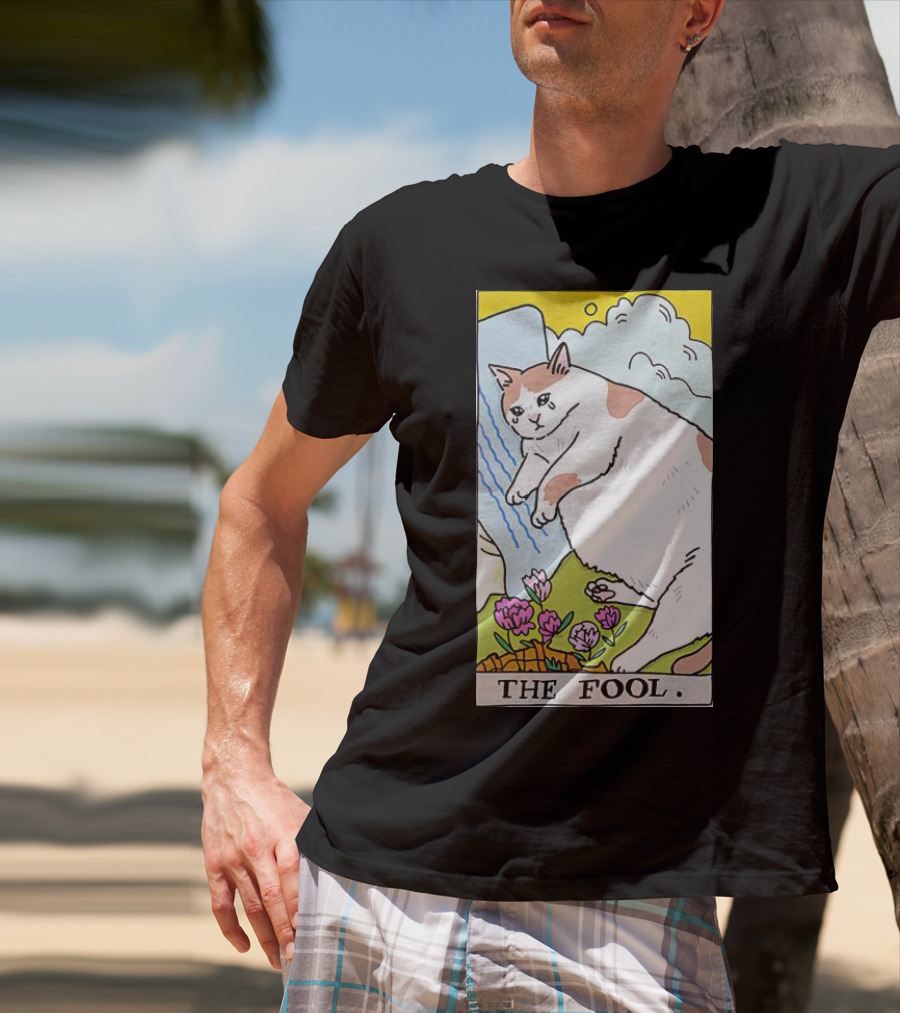 Sad Cat The Fool Tarot Card Cute Feline T-Shirt