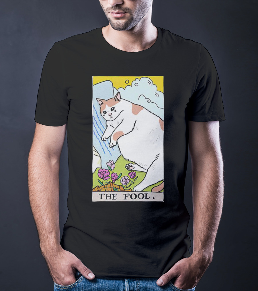 Sad Cat The Fool Tarot Card Cute Feline T-Shirt