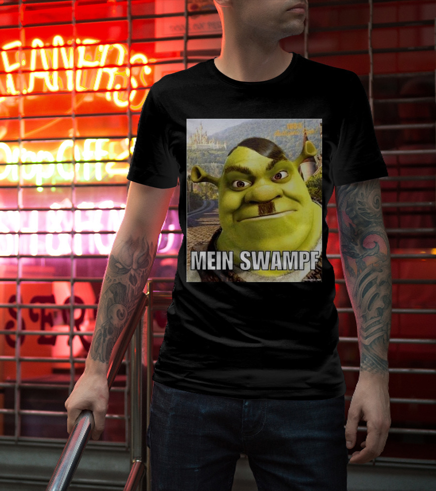 Shrek Mein Swampf Mematic Pixel Art Castle Background T-Shirt