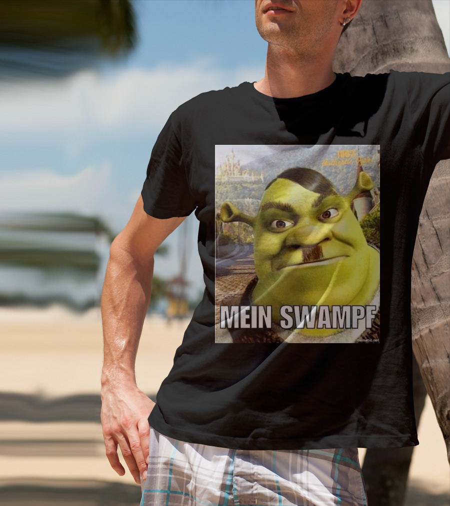 Shrek Mein Swampf Mematic Pixel Art Castle Background T-Shirt