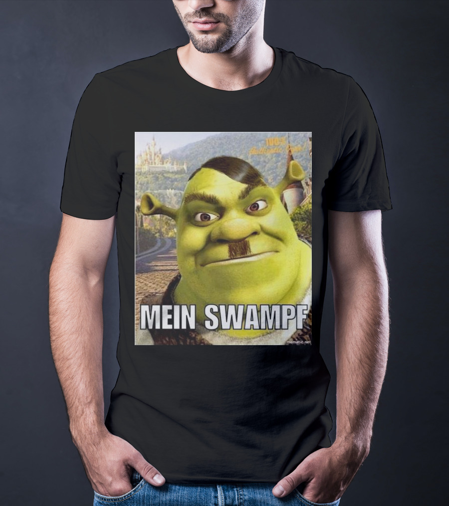 Shrek Mein Swampf Mematic Pixel Art Castle Background T-Shirt