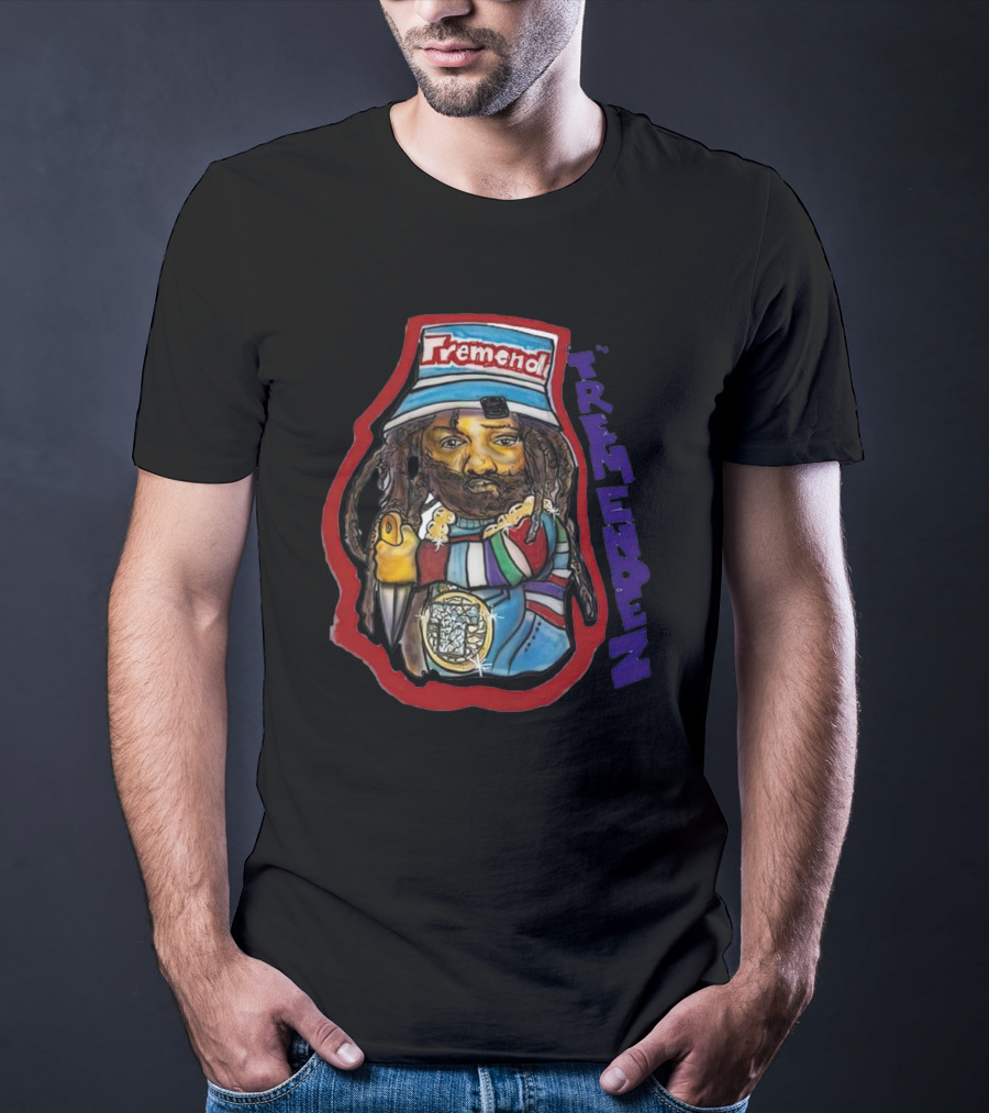 Tremendz Tremendez King Phade Art Stylized Character With Colorful Clothing And Hat T-Shirt