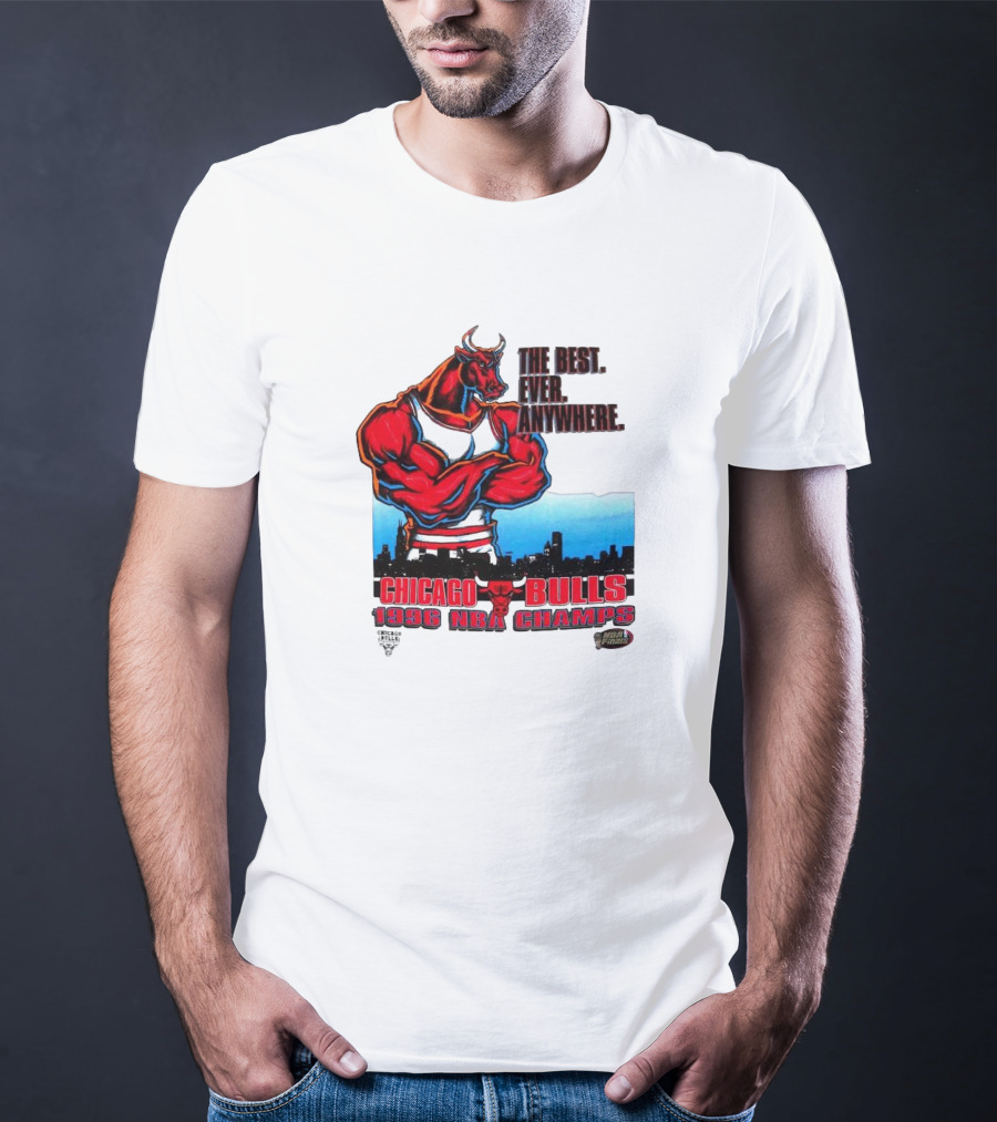 Chicago Bulls 1996 NBA Champs The Best Ever Anywhere Bulls United Center Skyline T-Shirt