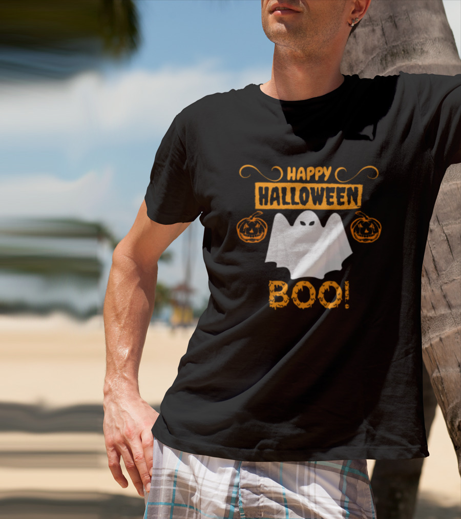 Happy Halloween Boo Ghost And Pumpkins Fun T-Shirt