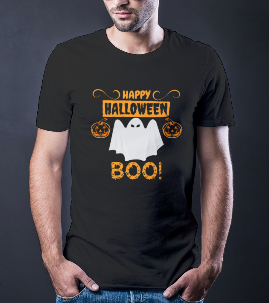 Happy Halloween Boo Ghost And Pumpkins Fun T-Shirt