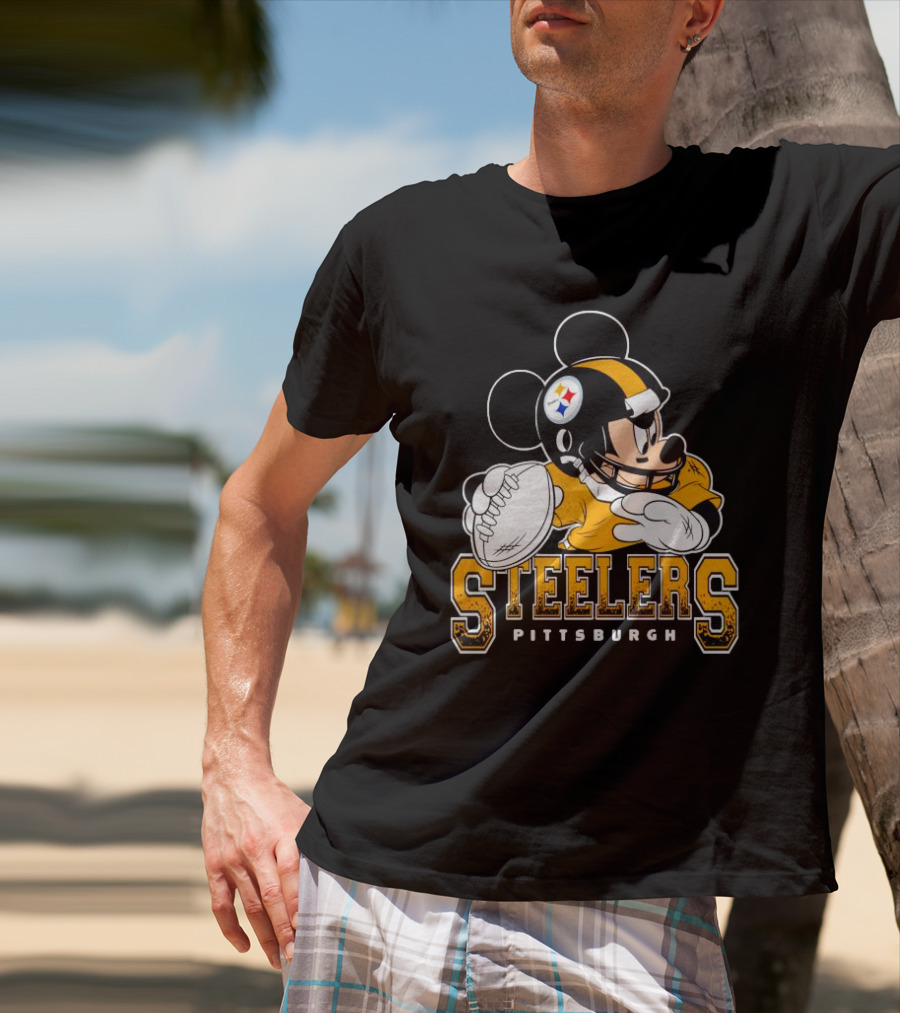 Pittsburgh Steelers Mickey Mouse NFL Football Quarterback T-Shirt