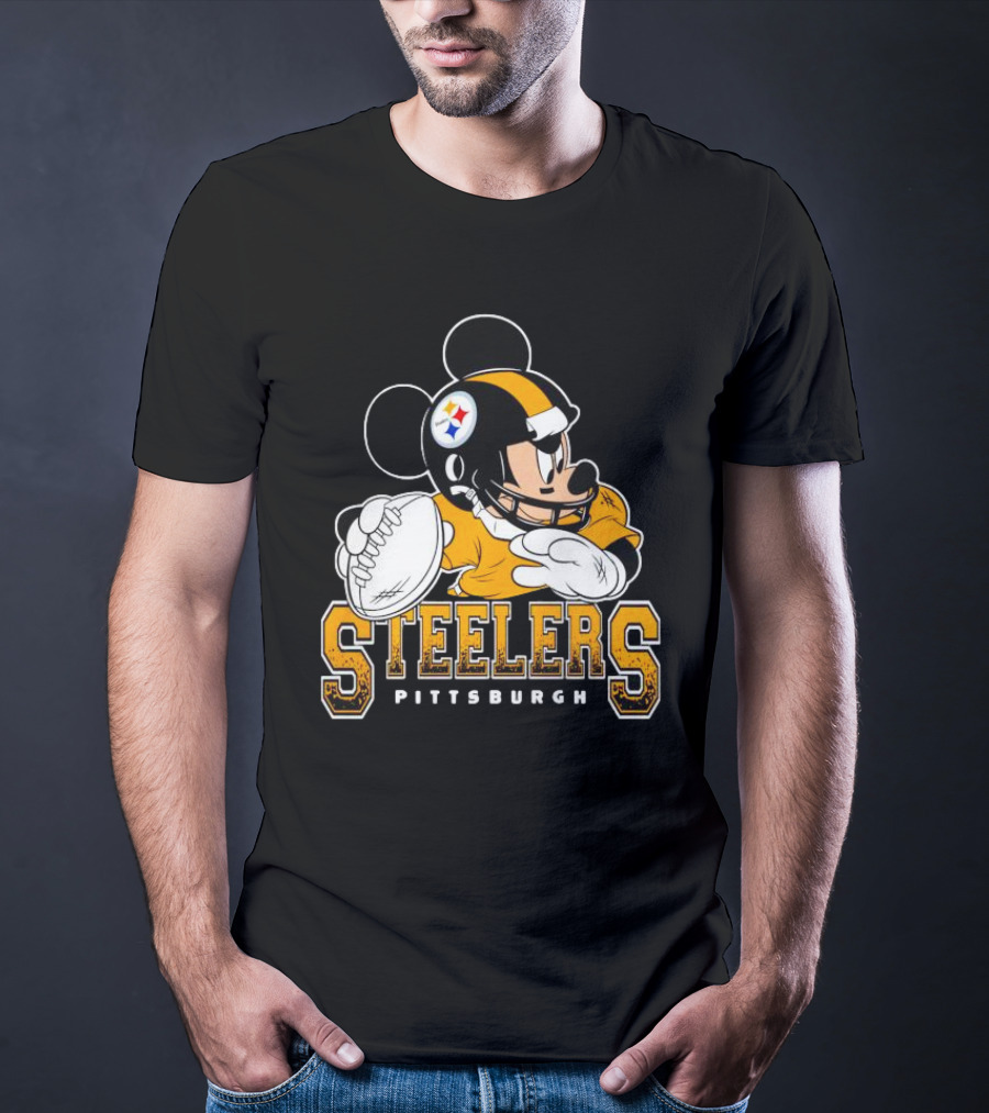 Pittsburgh Steelers Mickey Mouse NFL Football Quarterback T-Shirt