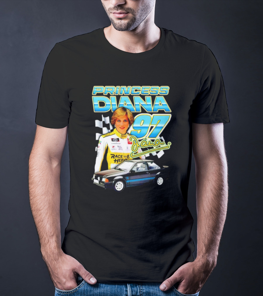 Princess Diana Race To Hero 97 Racing Diana Car Checkered Flags T-Shirt