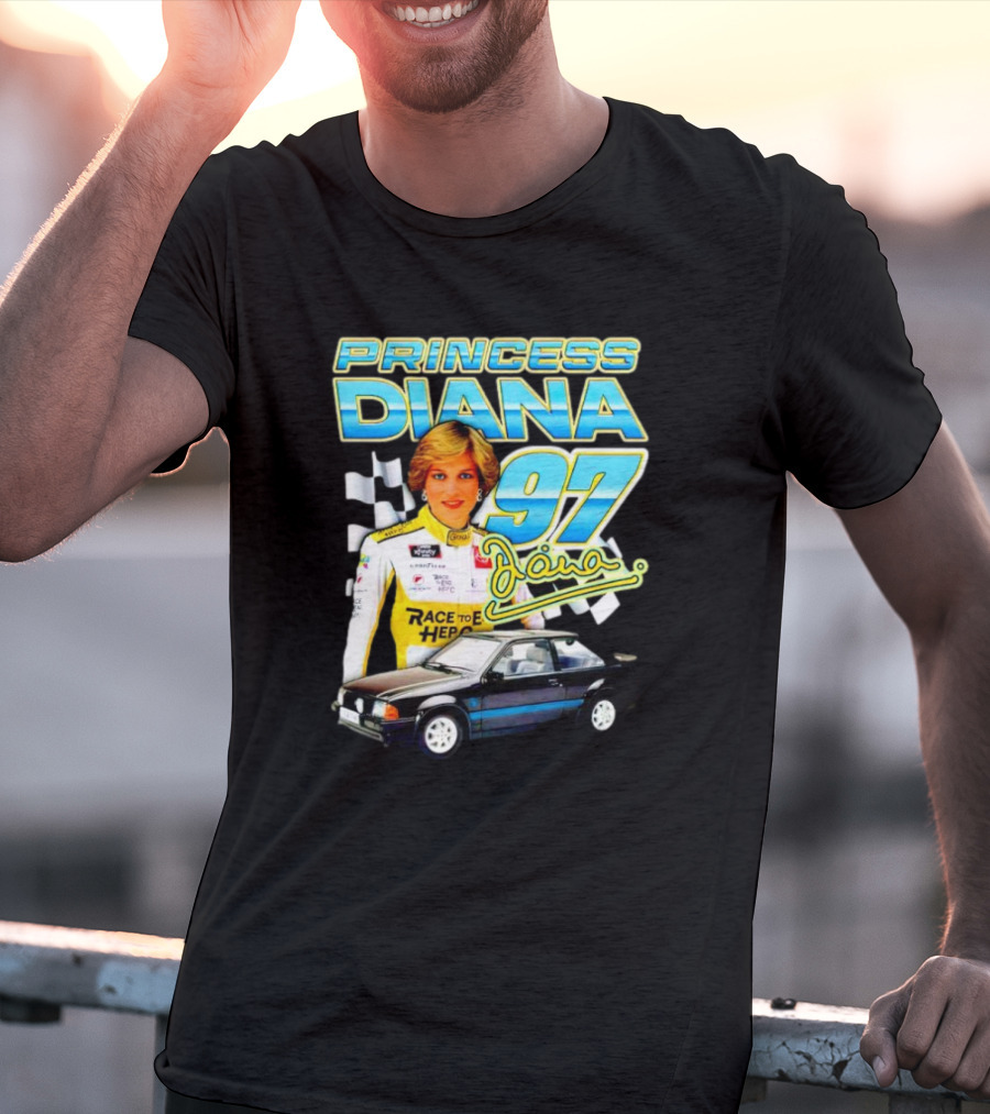 Princess Diana Race To Hero 97 Racing Diana Car Checkered Flags T-Shirt