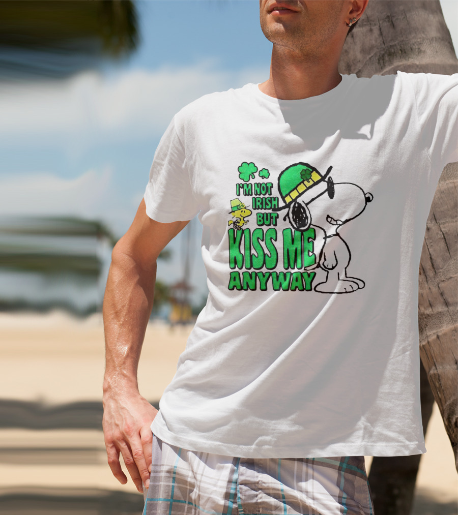 Snoopy Woodstock I'm Not Irish But Kiss Me Anyway St Patrick's Day T-Shirt