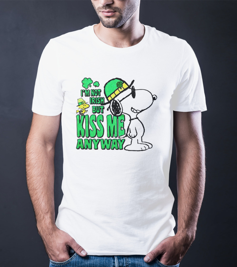 Snoopy Woodstock I'm Not Irish But Kiss Me Anyway St Patrick's Day T-Shirt