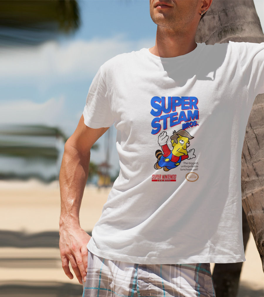 Super Steam Bros Super Nintendo Exercise Lunch Jeff T-Shirt