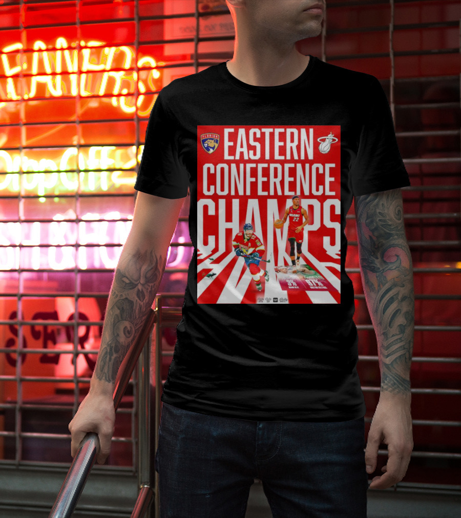 Florida Panthers And Miami Heat Eastern Conference Champs 91 Percent Win Rate T-Shirt