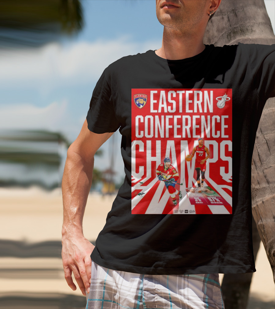 Florida Panthers And Miami Heat Eastern Conference Champs 91 Percent Win Rate T-Shirt