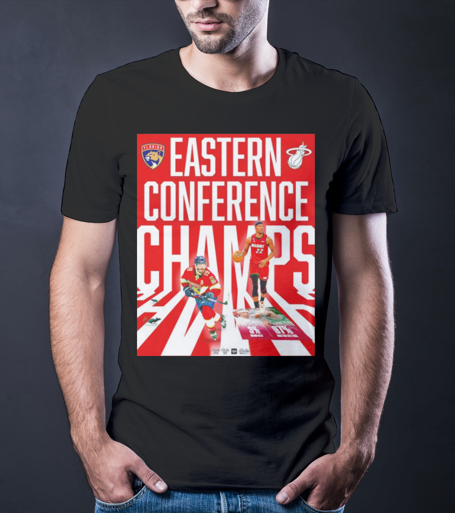 Florida Panthers And Miami Heat Eastern Conference Champs 91 Percent Win Rate T-Shirt
