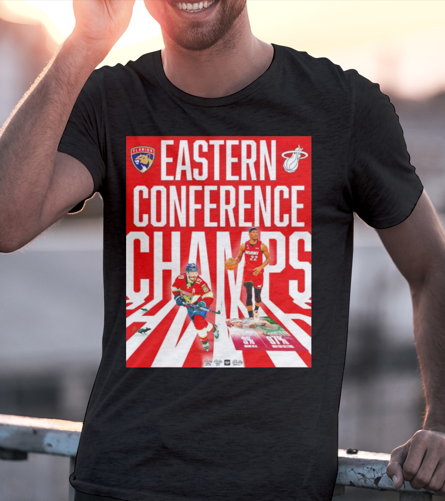 Florida Panthers And Miami Heat Eastern Conference Champs 91 Percent Win Rate T-Shirt