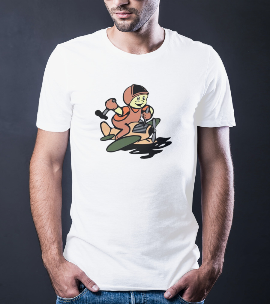Throw Back Frog Fixonauts Retro Pilot Frog Airplane T-Shirt