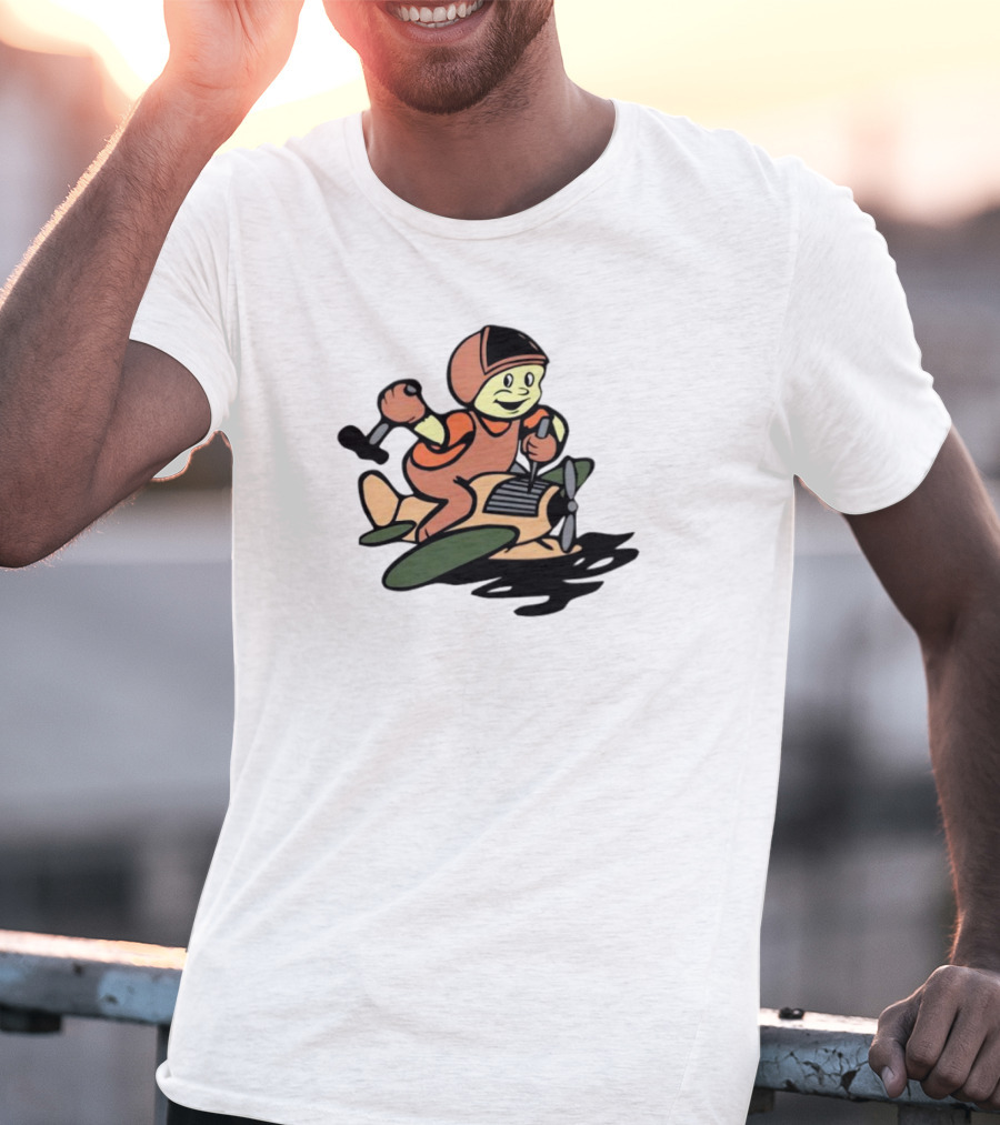 Throw Back Frog Fixonauts Retro Pilot Frog Airplane T-Shirt