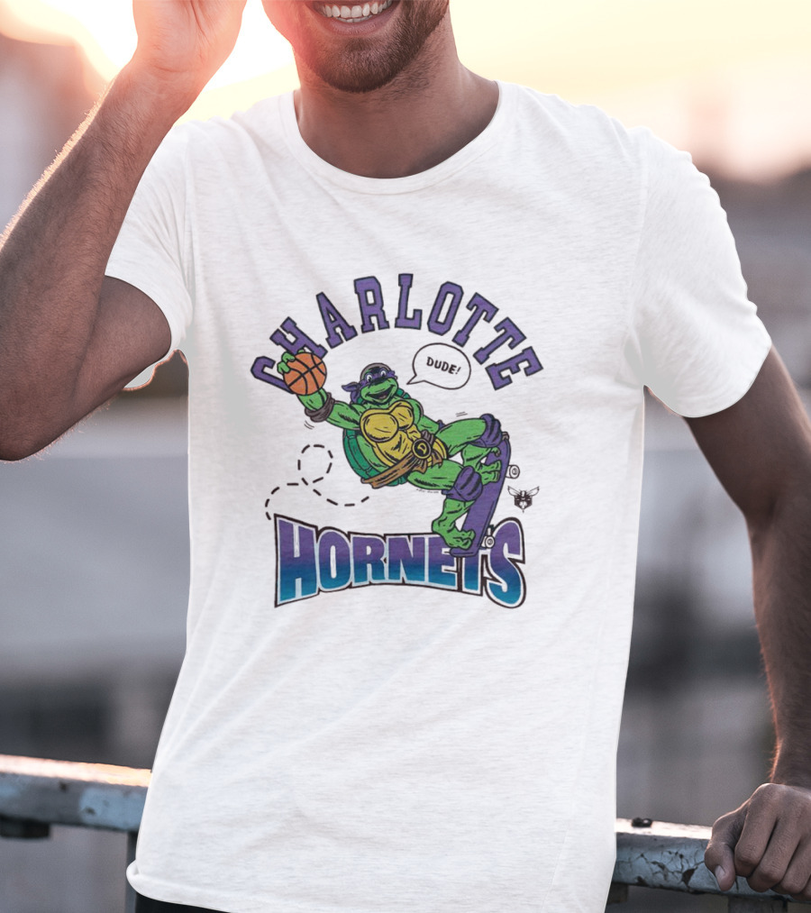 Charlotte Hornets Donatello Basketball Skateboard Dude T-Shirt