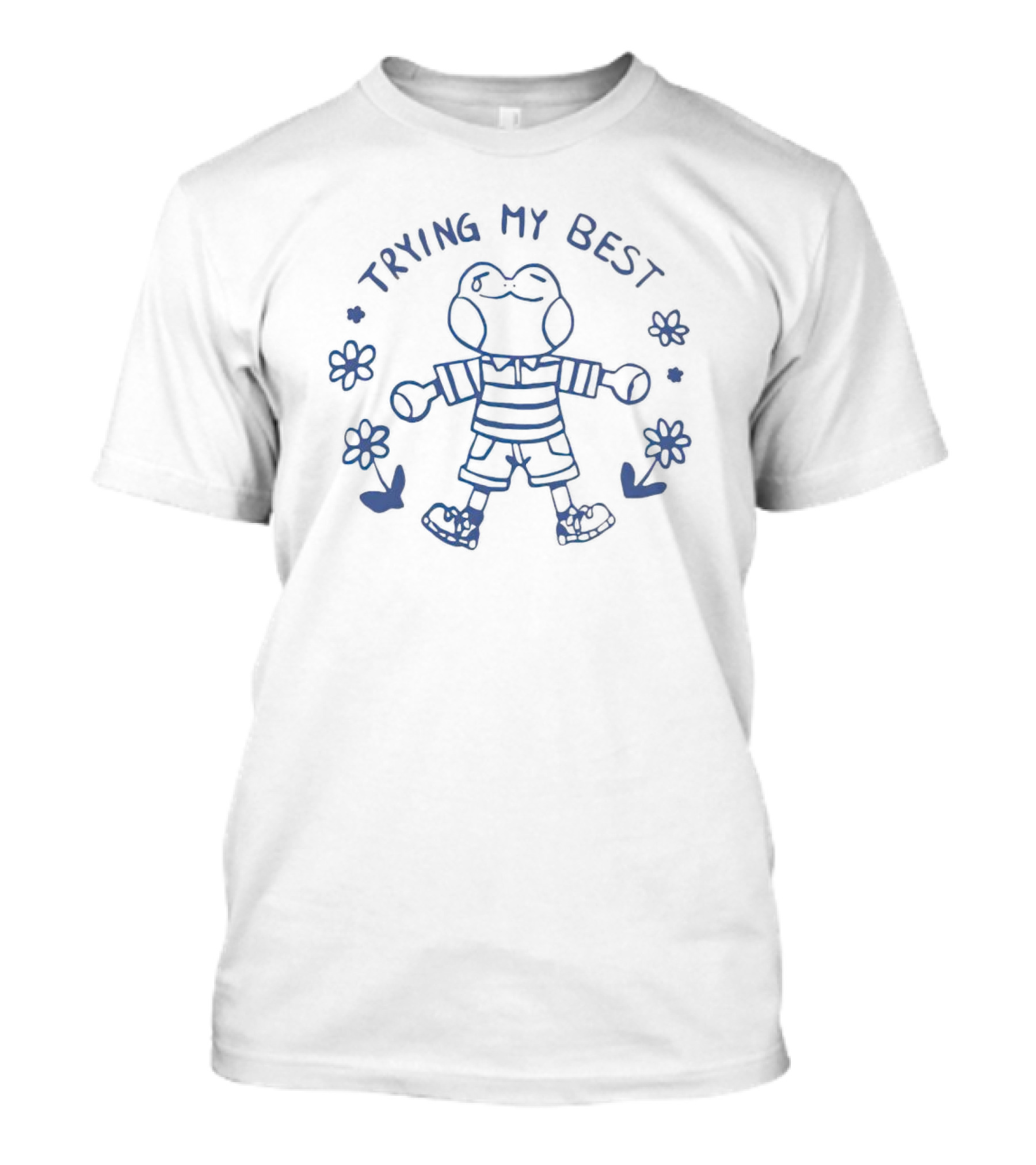 Frog Trying My Best Cute Floral Froggy Motivation T-Shirt