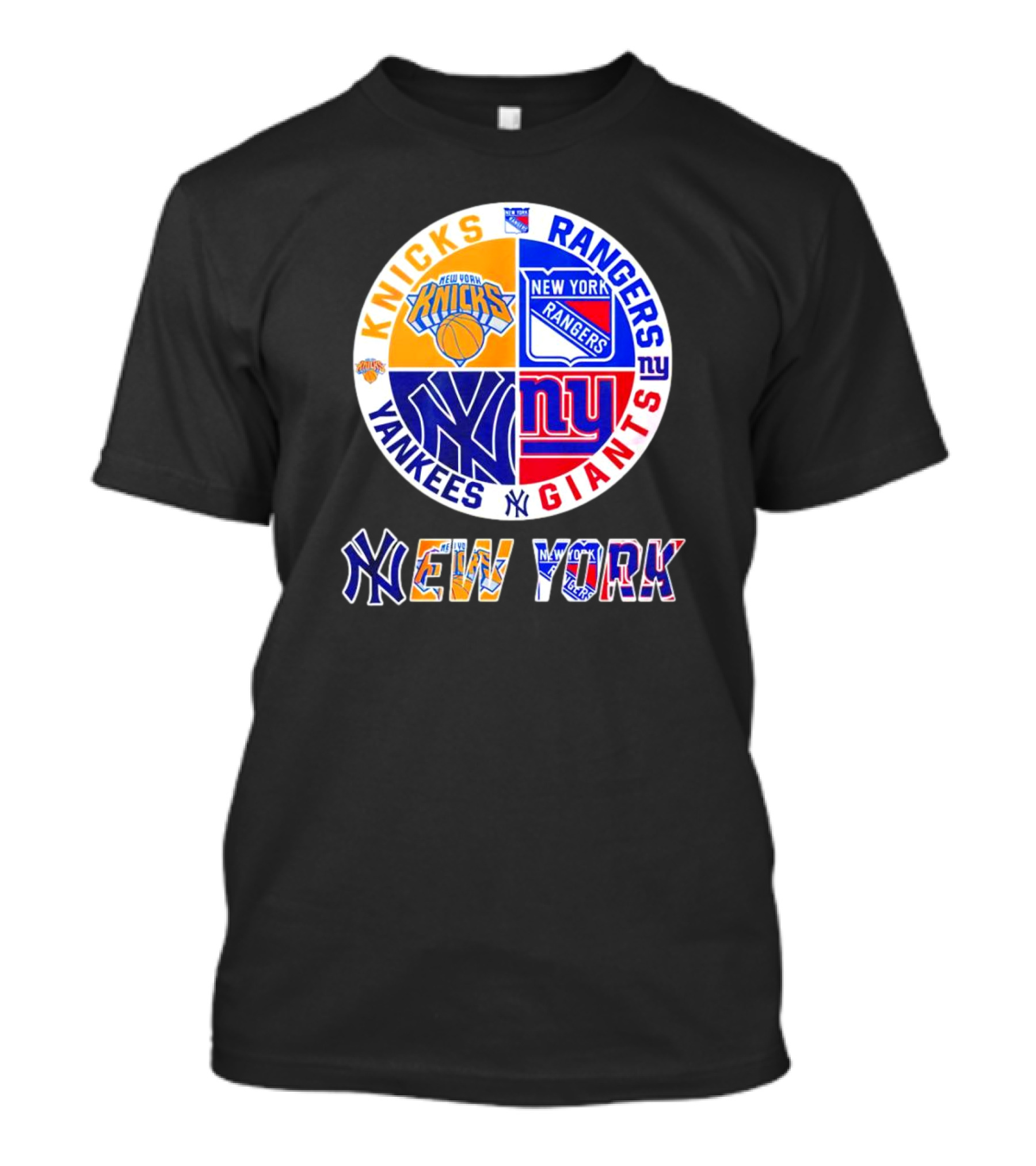 Knicks Rangers Yankees Giants New York Sports Logos Collection T-Shirt