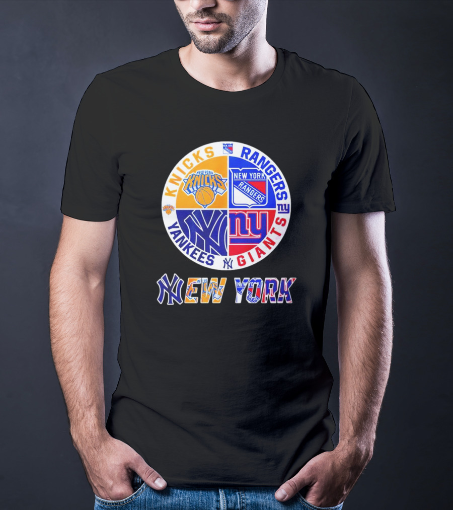 Knicks Rangers Yankees Giants New York Sports Logos Collection T-Shirt