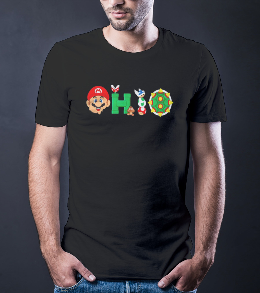 Ohio Super Mario Characters Goomba Bowser Pipe Piranha Plant Spiny Shell T-Shirt