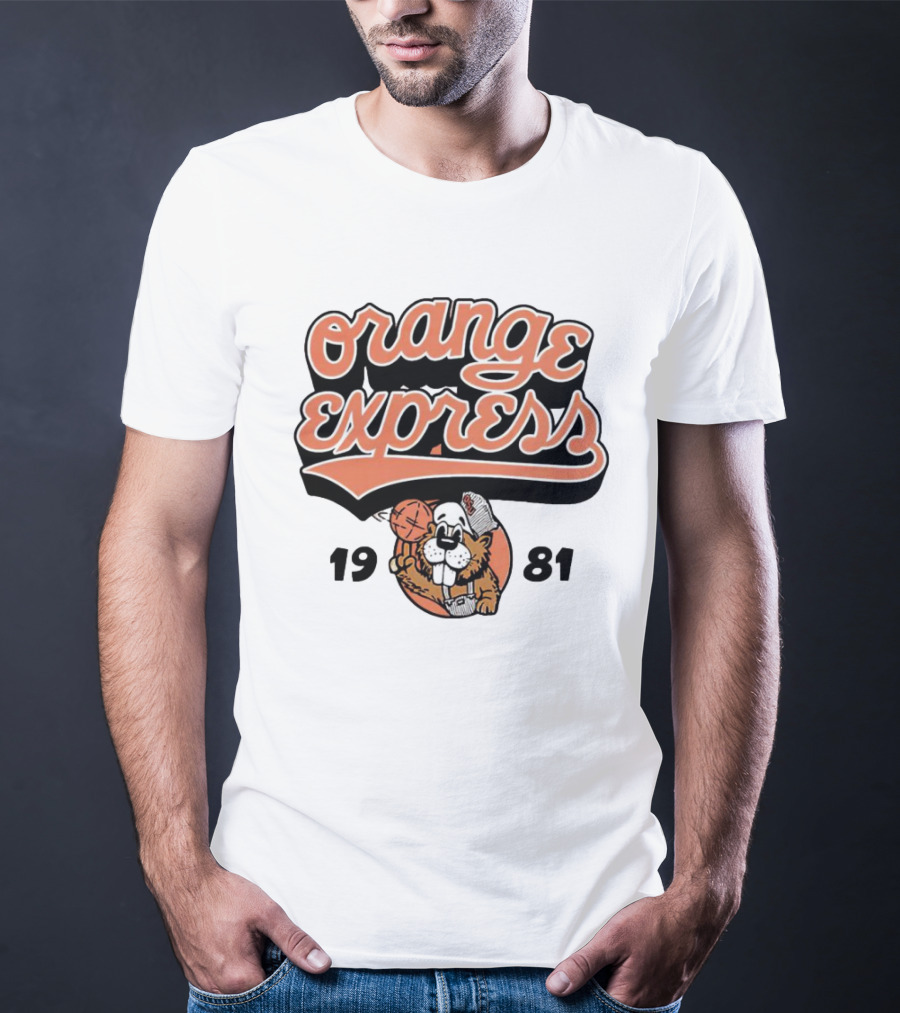 Orange Express 1981 OSU Basketball Beavers Cartoon T-Shirt