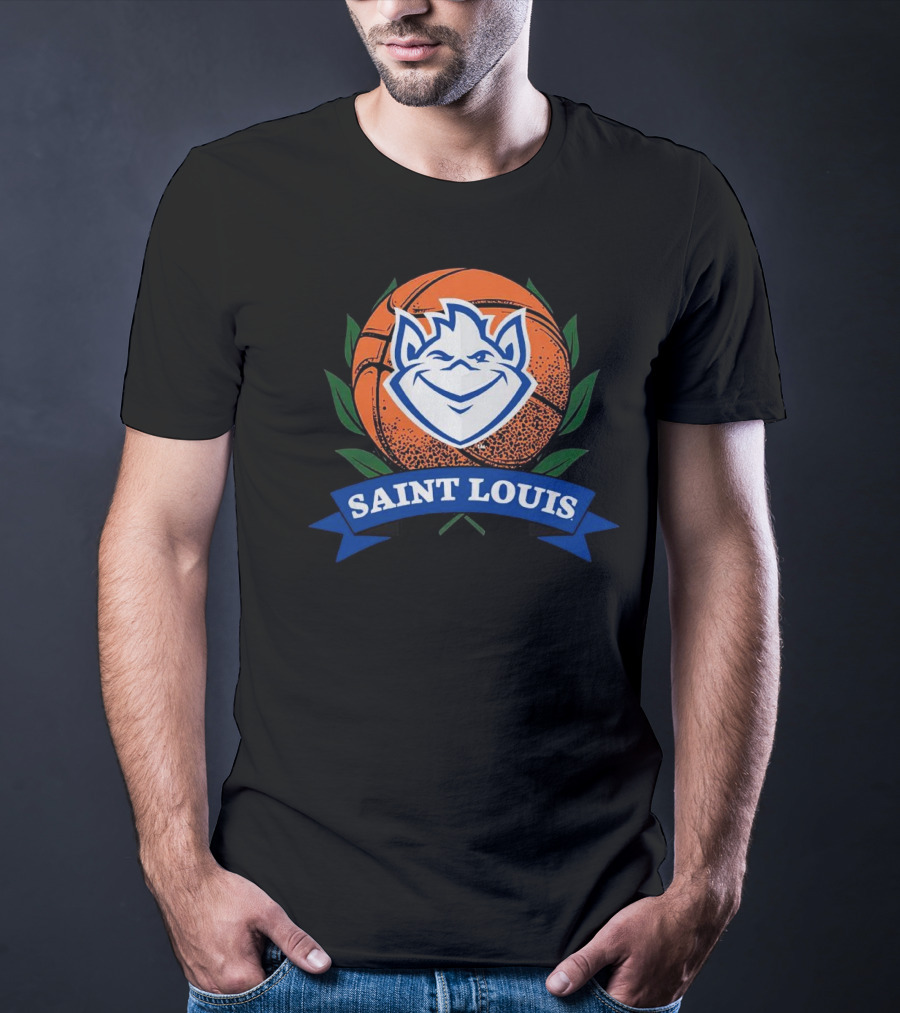 Saint Louis Billikens Basketball Emblem With Iconic Mascot And Orange Basketball T-Shirt
