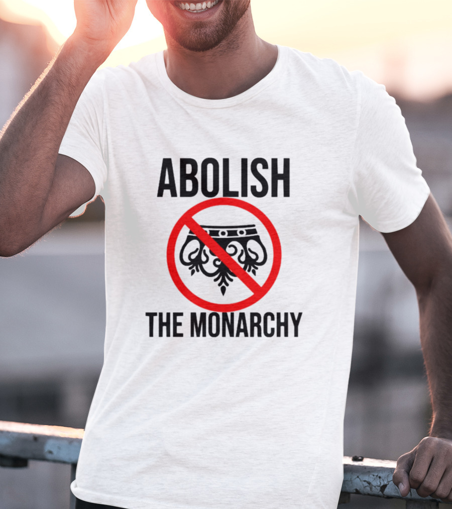 ABOLISH THE MONARCHY Anti Monarchy Crown Symbol Red Strike Through T-Shirt