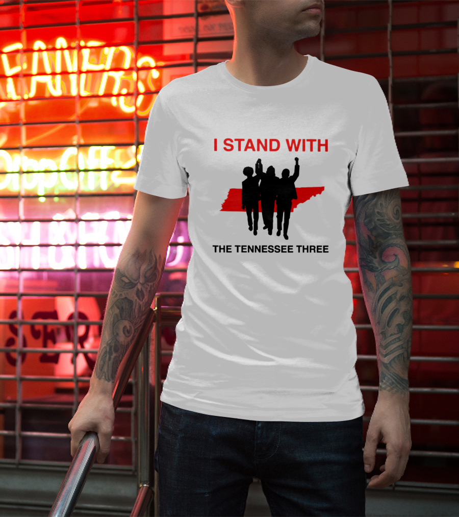 I Stand With The Tennessee Three Red Silhouette Map T-Shirt