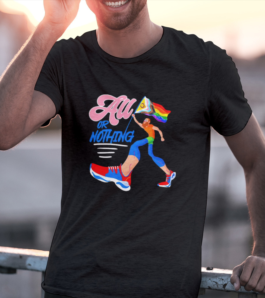 All Or Nothing Pride Flag Runner T-Shirt