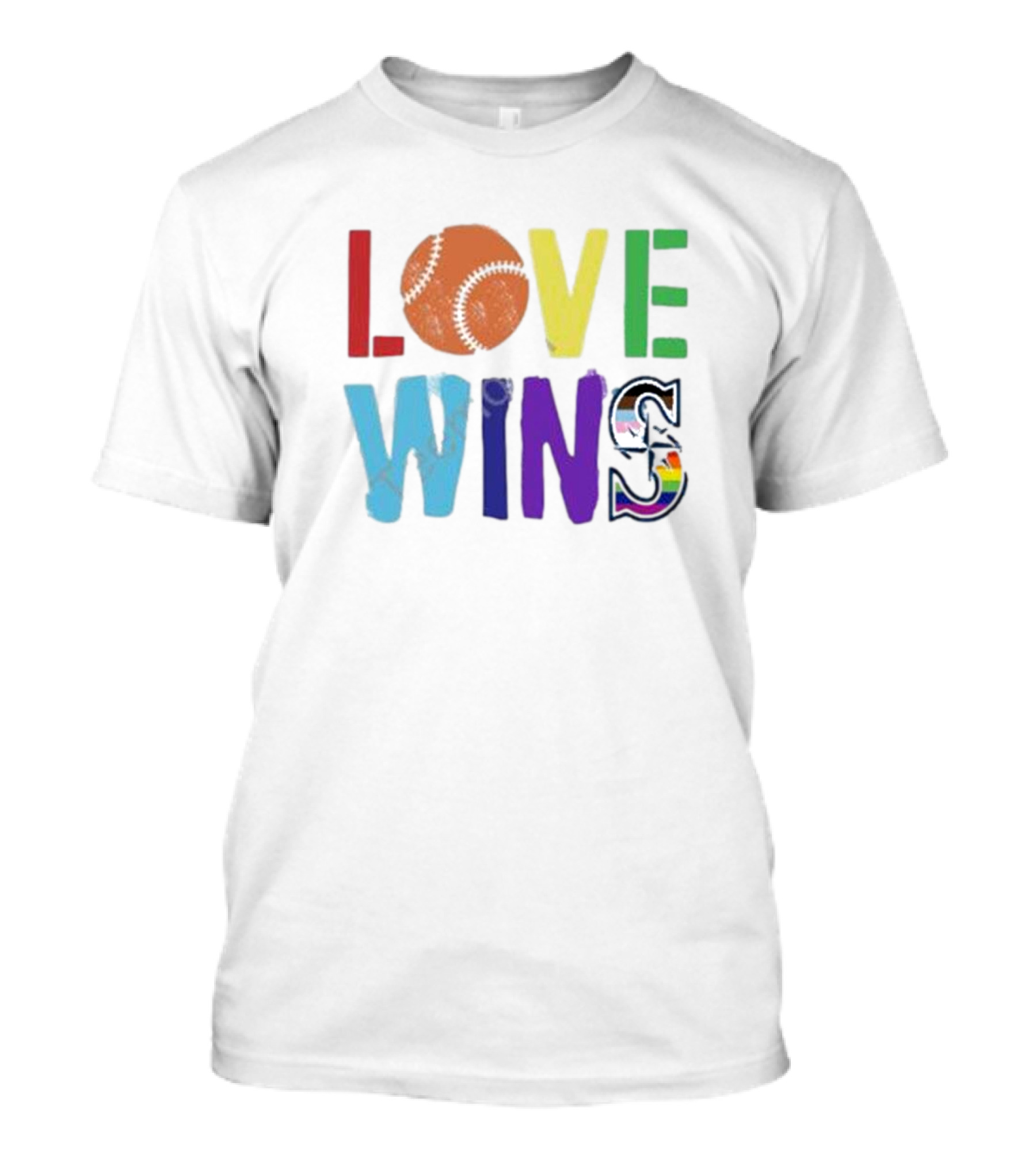 Maverick Love Wins Seattle Mariners Pride Baseball Rainbow T-Shirt