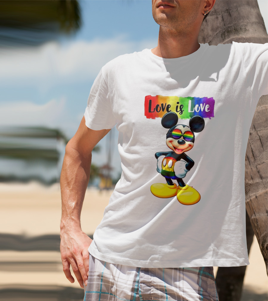 Mickey Mouse Love Is Love Rainbow Happy Pride T-Shirt