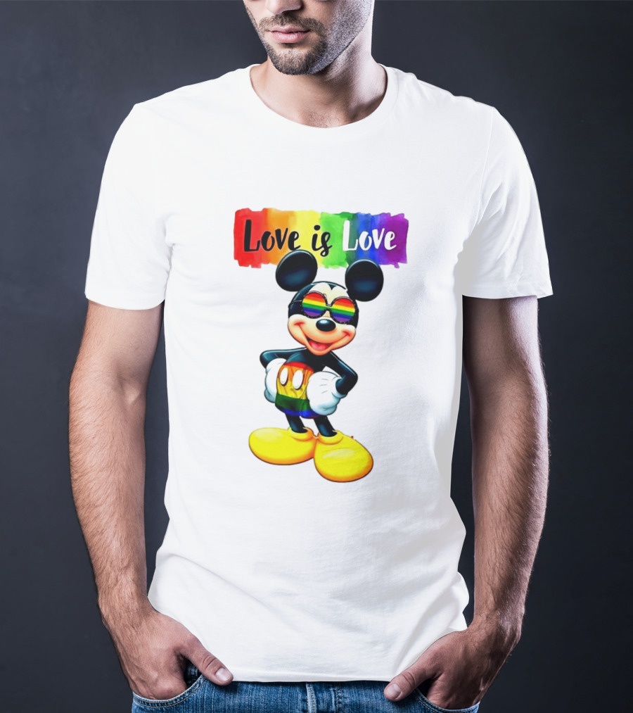 Mickey Mouse Love Is Love Rainbow Happy Pride T-Shirt