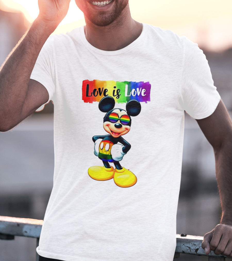 Mickey Mouse Love Is Love Rainbow Happy Pride T-Shirt
