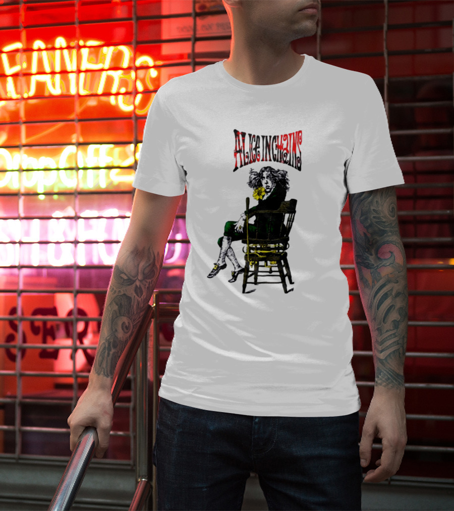 Alice In Chains Angry Chair Artwork With Striking Figure On Dark Background 1992 T-Shirt