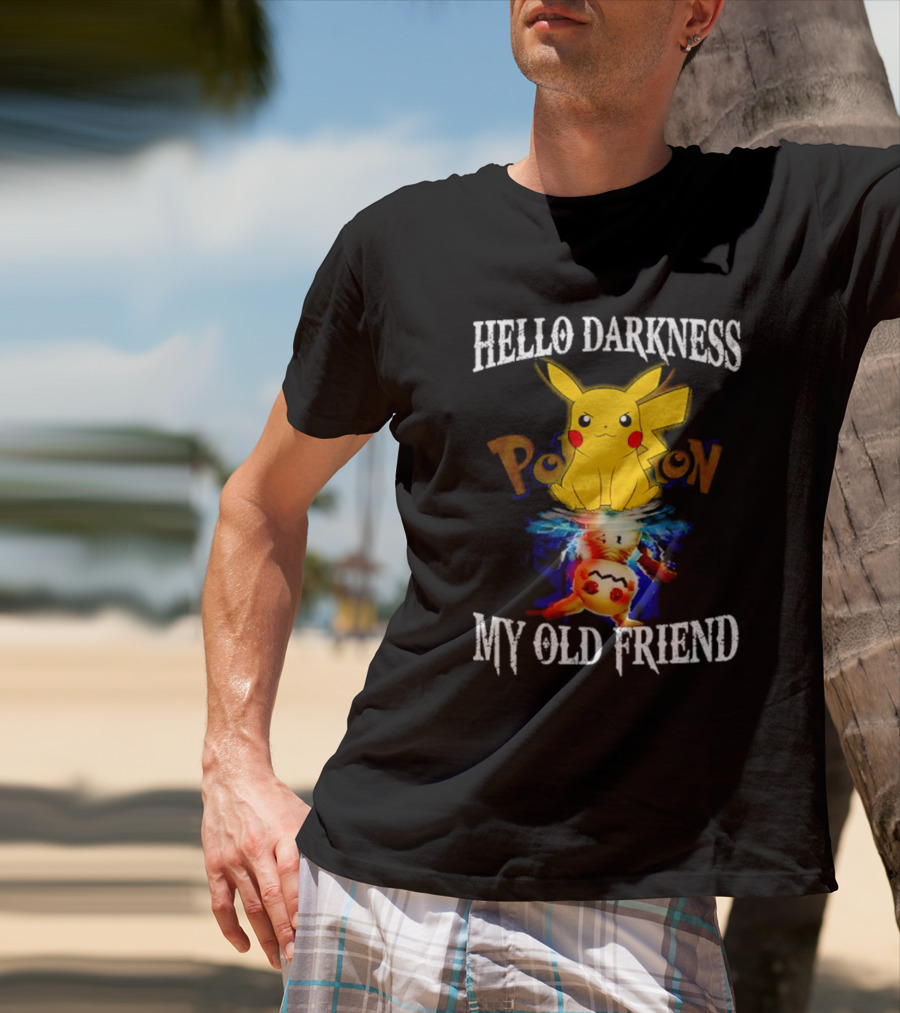 Pikachu Hello Darkness My Old Friend Reflective Mimikyu Pokedex T-Shirt