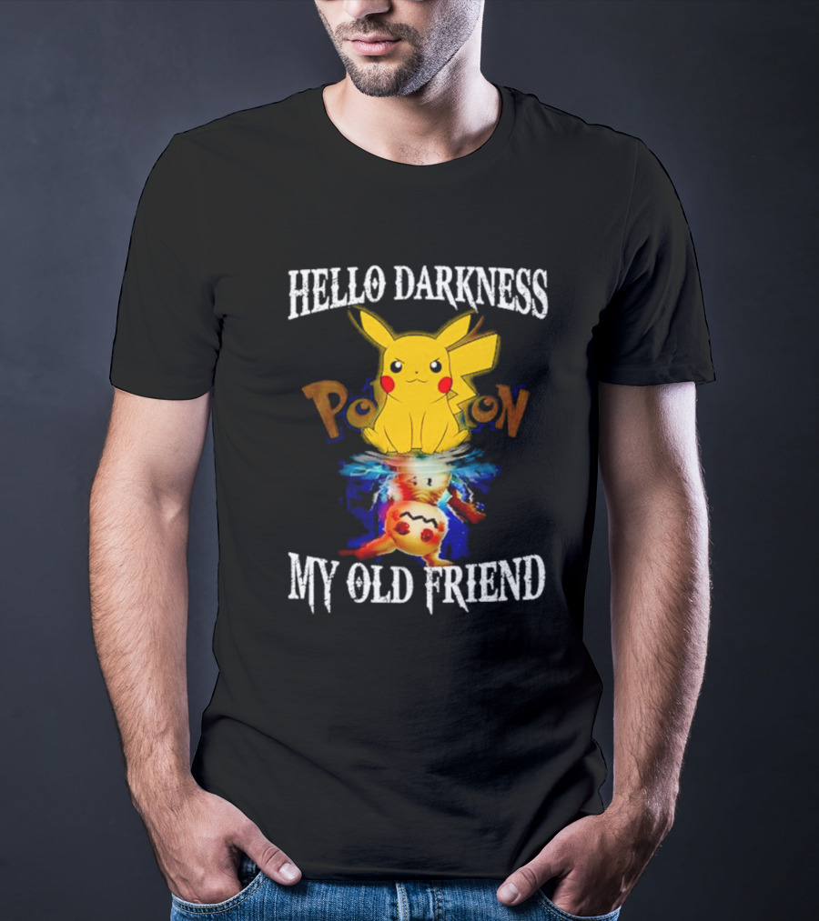 Pikachu Hello Darkness My Old Friend Reflective Mimikyu Pokedex T-Shirt