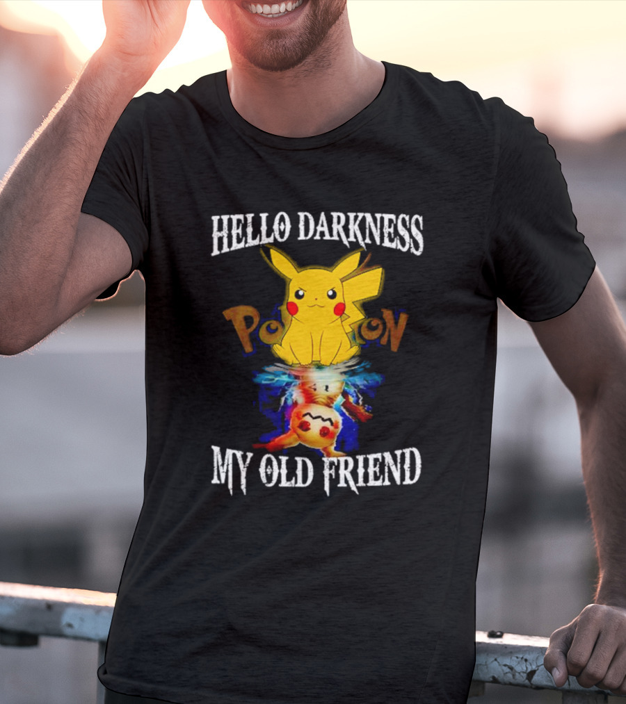 Pikachu Hello Darkness My Old Friend Reflective Mimikyu Pokedex T-Shirt