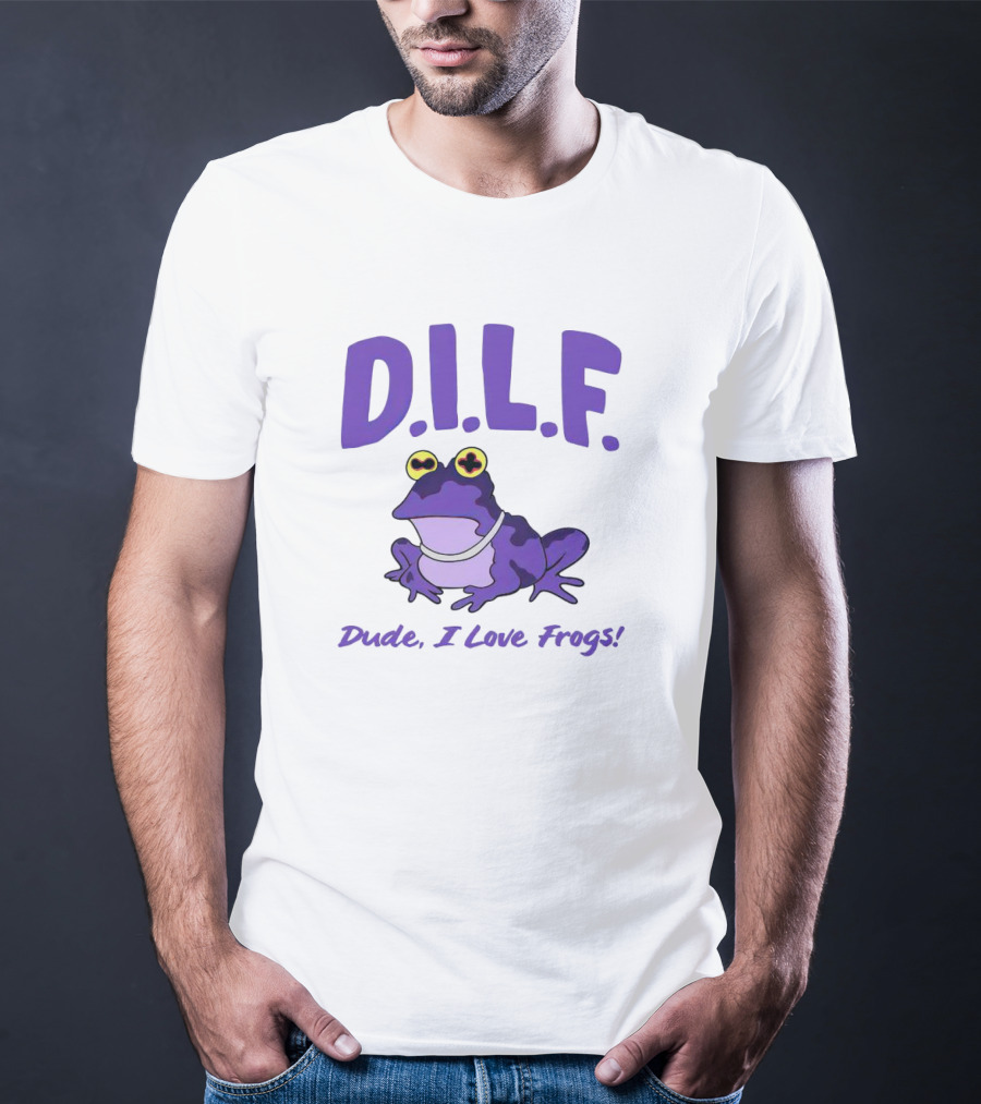 TCU Horned Frogs DILF Dude I Love Frogs Purple Cartoon Frog T-Shirt