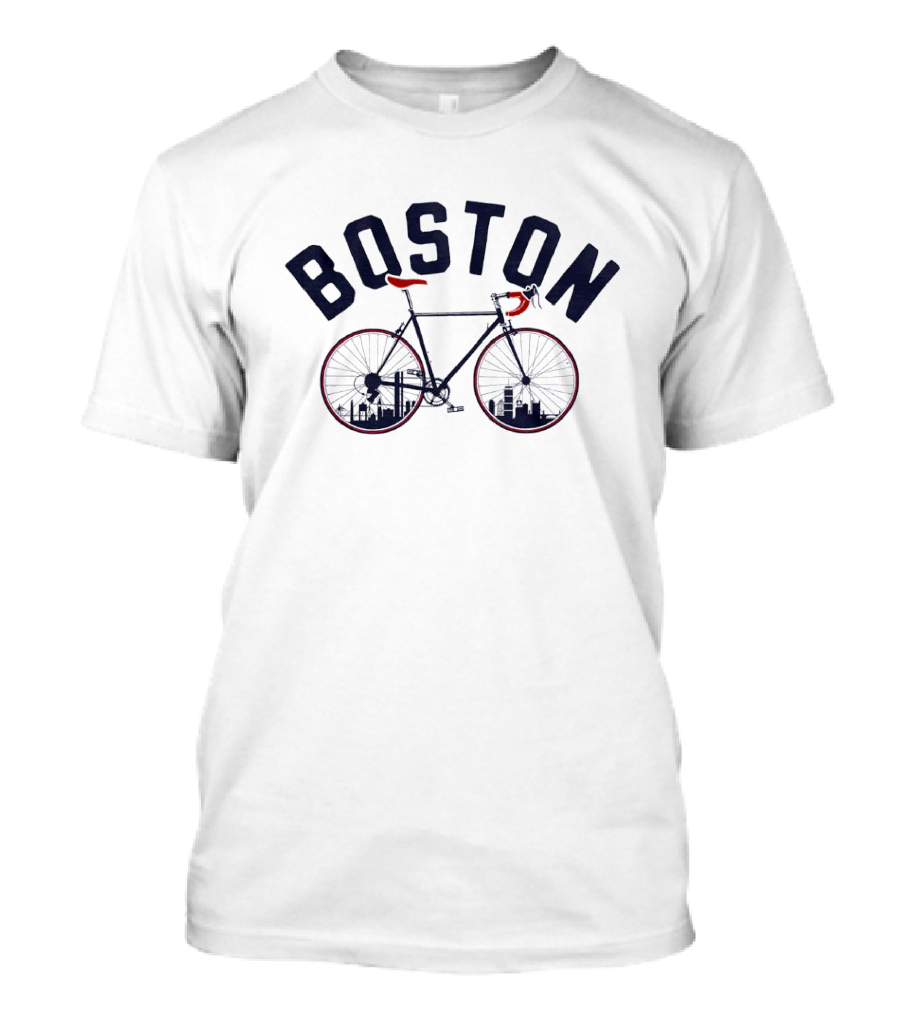 Boston Bicycle Skyline Cyclist T-Shirt