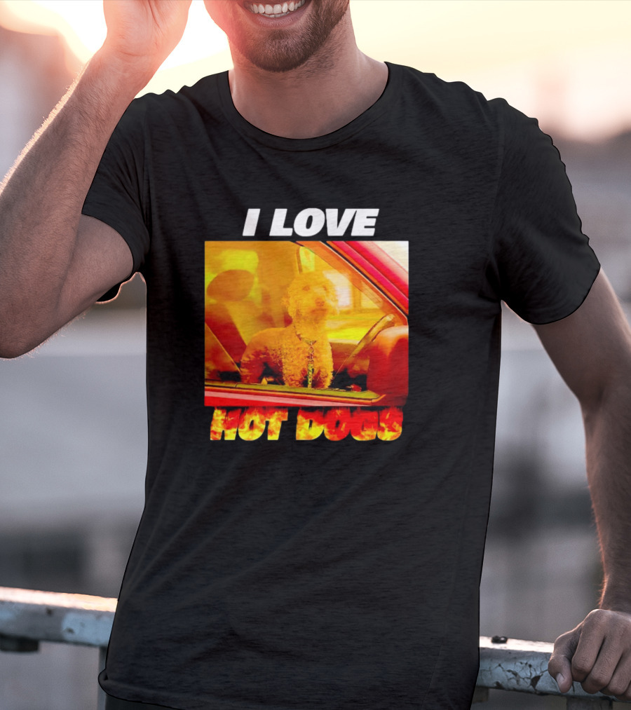 I Love Hot Dogs Dog In Car T-Shirt