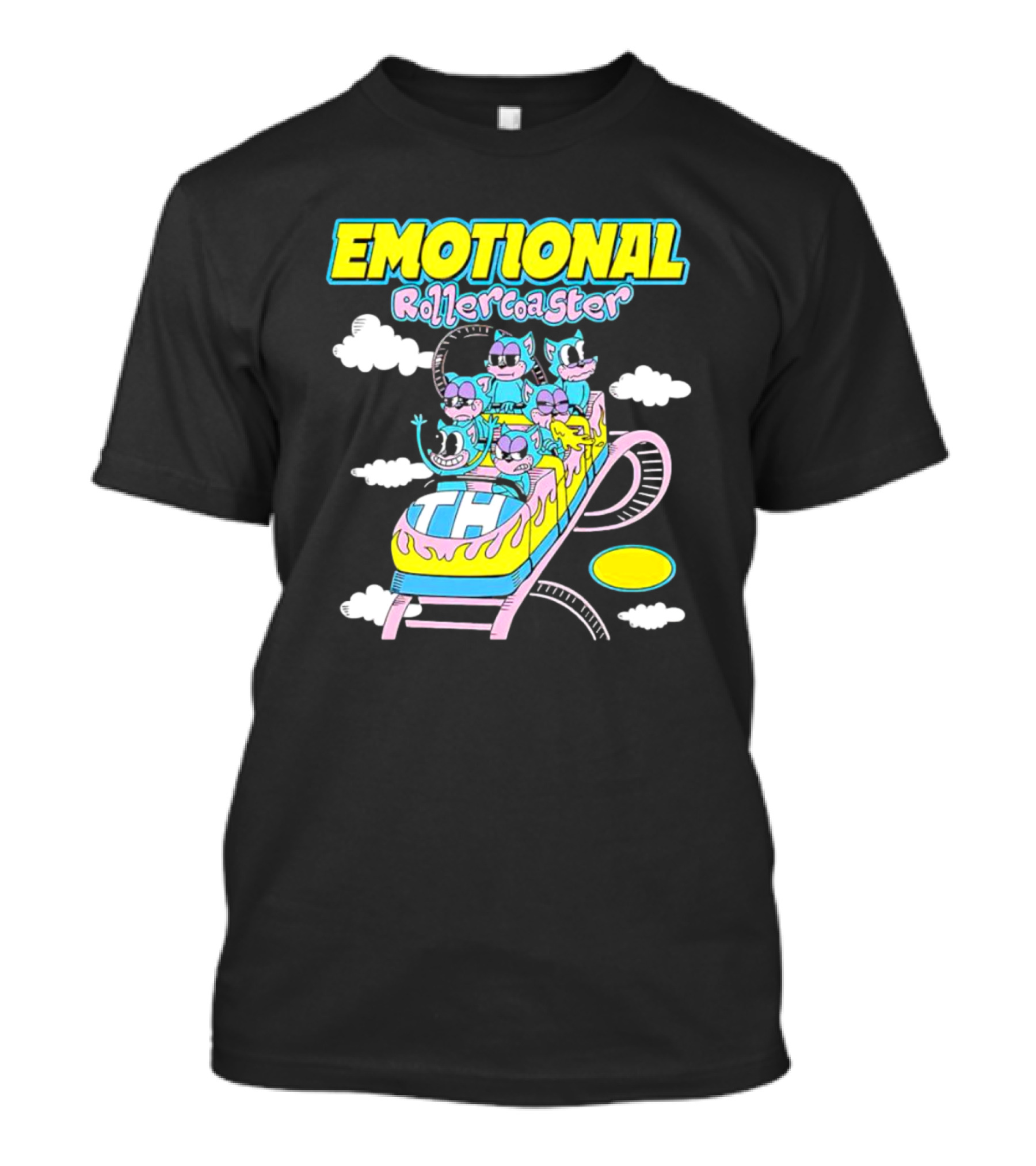 Emotional Rollercoaster Cartoon Characters On Amusement Ride T-Shirt