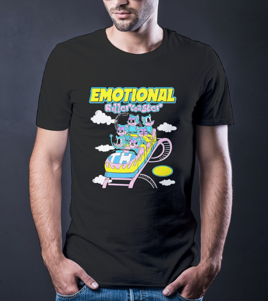 Emotional Rollercoaster Cartoon Characters On Amusement Ride T-Shirt