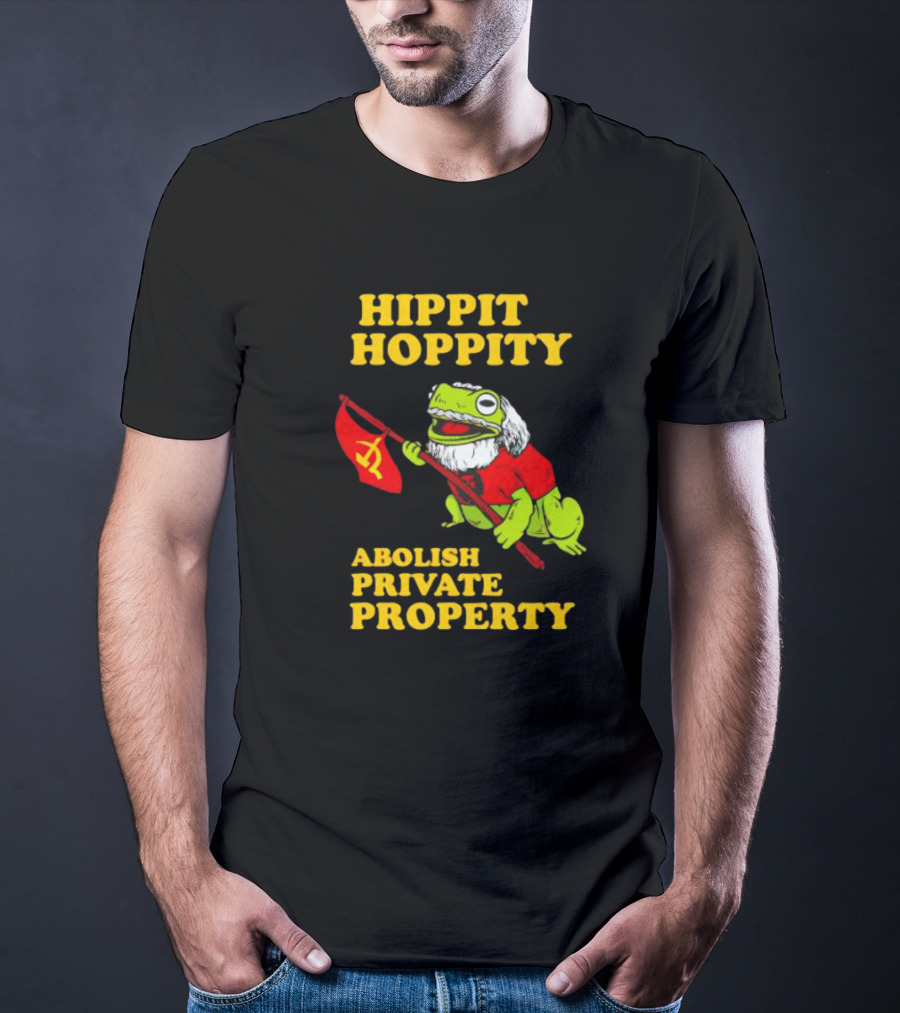 Hippity Hoppity Abolish Private Property Frogs Communist Flag T-Shirt