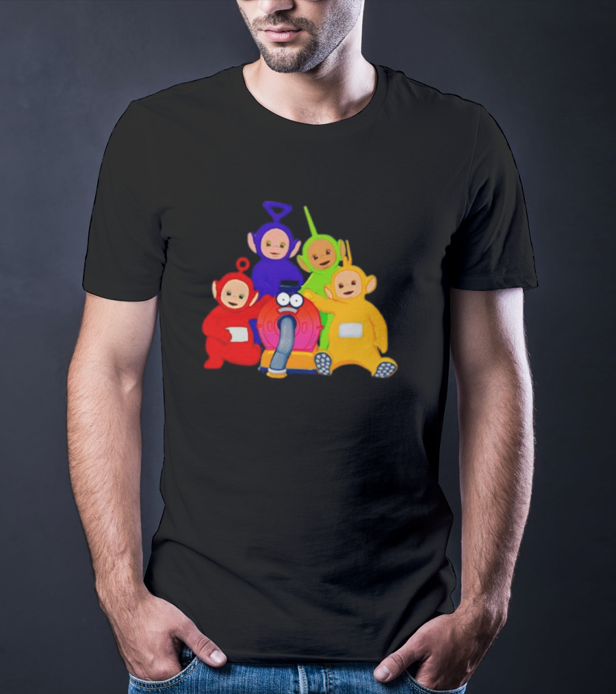 Teletubbies Characters And Noo-Noo Vacuum Clean Identical Four Cartoon Puppets T-Shirt