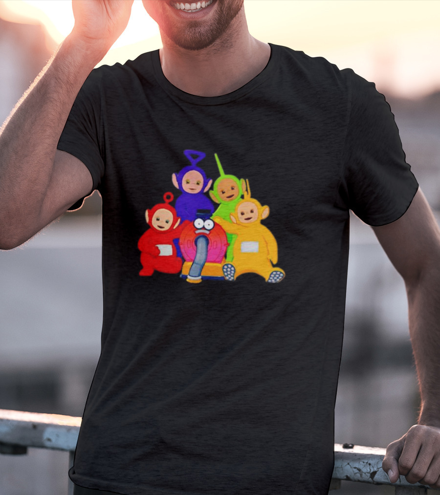 Teletubbies Characters And Noo-Noo Vacuum Clean Identical Four Cartoon Puppets T-Shirt