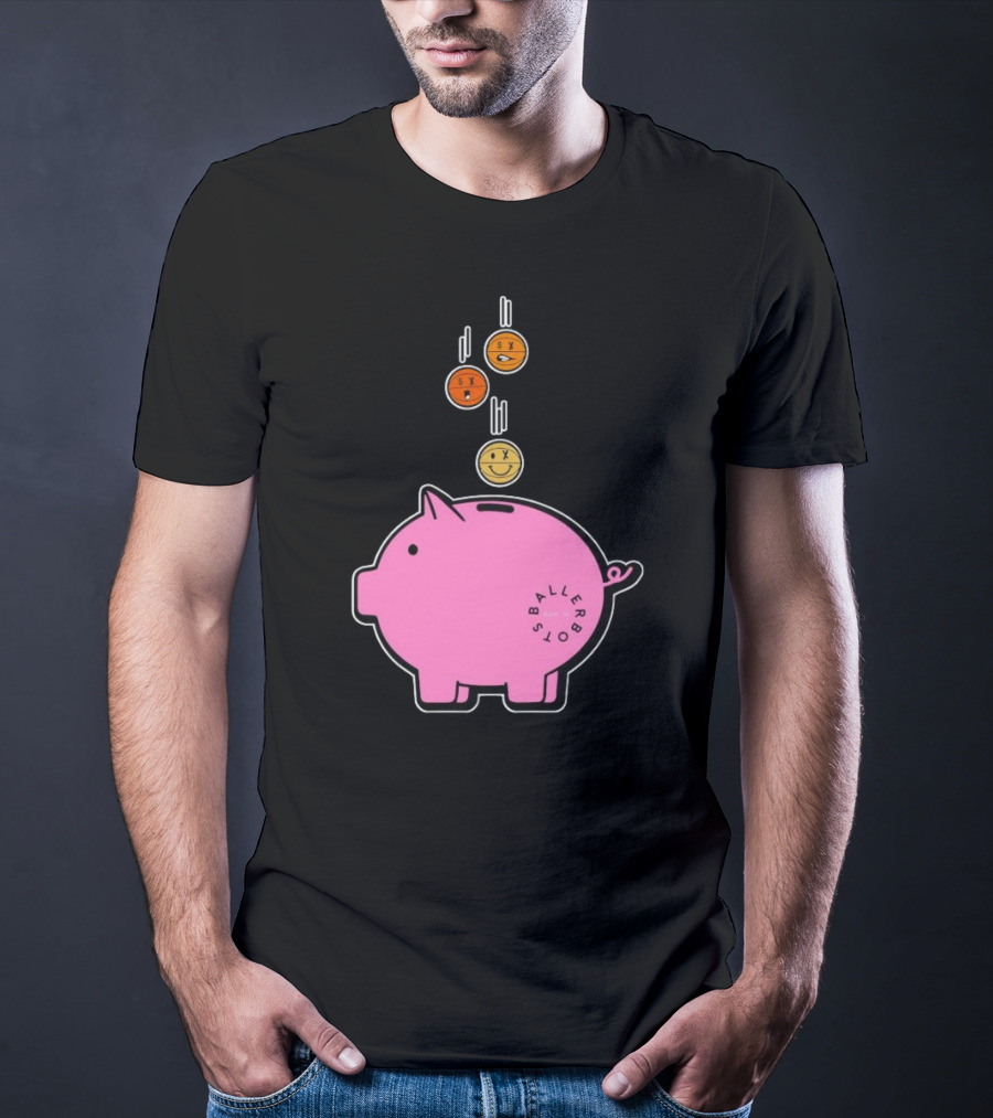 Ballers Bots Piggy Bank With Falling Emoji Coins T-Shirt