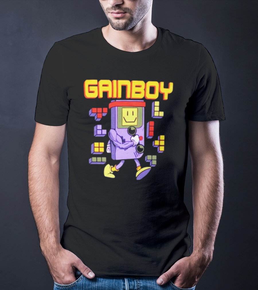 Gainboy Retro Game Character Blocks Fun T-Shirt